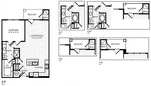 Floor plan 1 Bed, 1 Bath - A2X