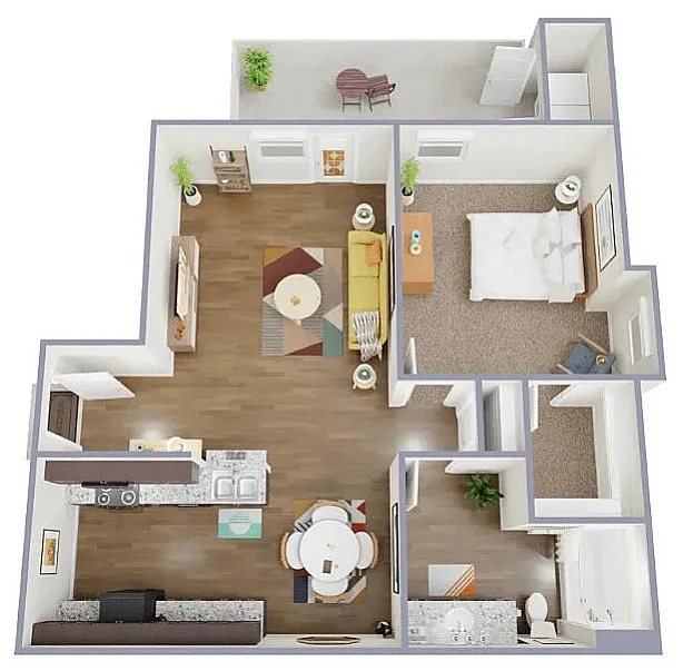 Floor plan 1 Bedroom 1 Bath A2E