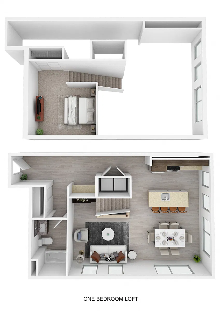Floor plan Open 1 Bedroom Loft