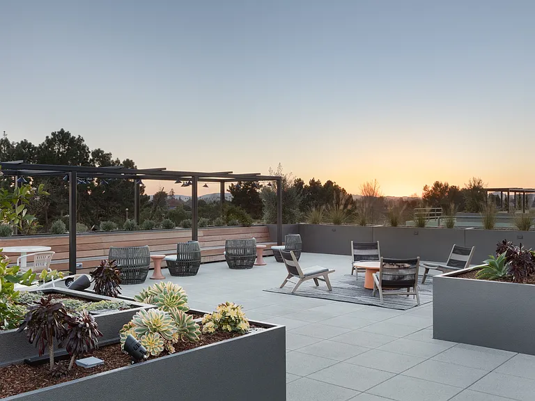 Rooftop garden at Star Harbor Apartments & Townhomes in Alameda, CA.