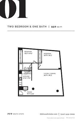 Floor plan Two Bedroom One Bathroom