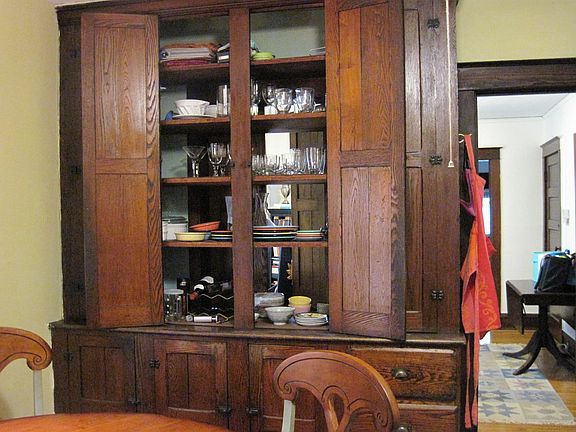 Kitchen built in cabinet, looking through to front of house