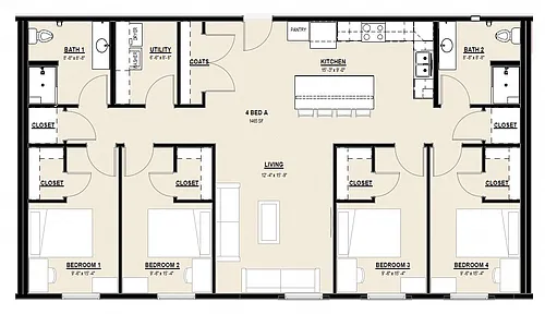 Floor plan 4B/2B A