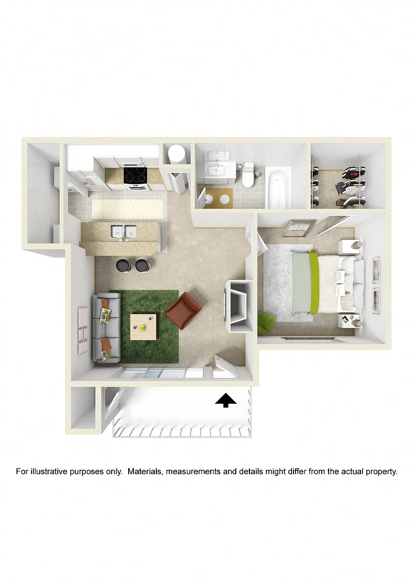 Floor plan One Bed One Bath