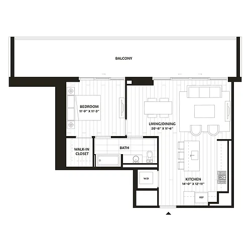 Floor plan 1 Bed/1 Bath-A2