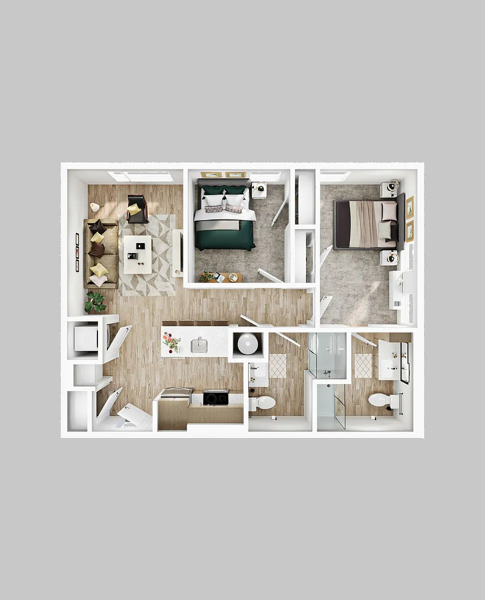 Floor plan 2BR/2BA - B3b.1