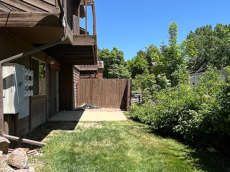 Backyard from side of building view.