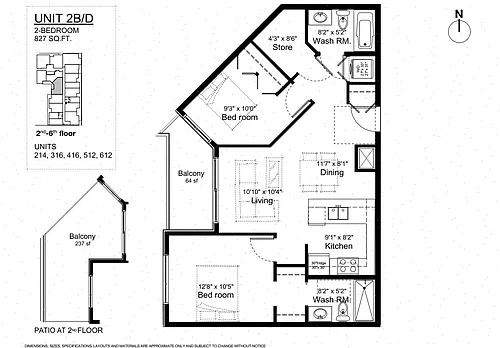 Floor plan 2 bed + flex + 2 bath