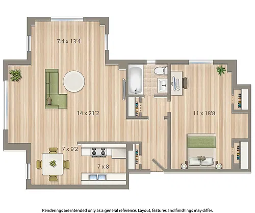 Floor plan 1 Bedroom J