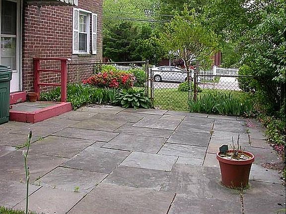 patio with kitchen entry