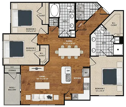 Floor plan C1 - Primrose - 3 Bedroom 2 Bathroom