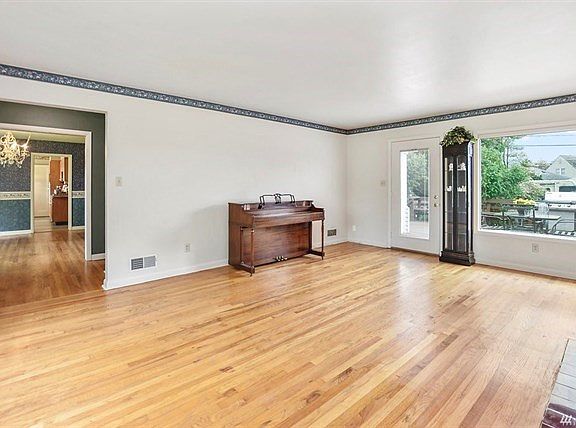 Living room flows into the dining room