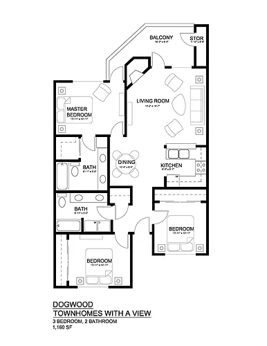 Floor plan Dogwood 3x2 Modern