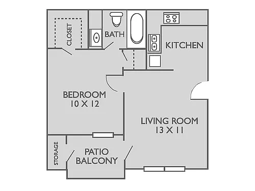 Floor plan 1 Bed, 1 Bath A Upgraded (60% Income Restricted)