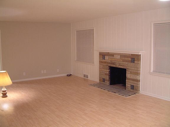 Living room with fireplace.