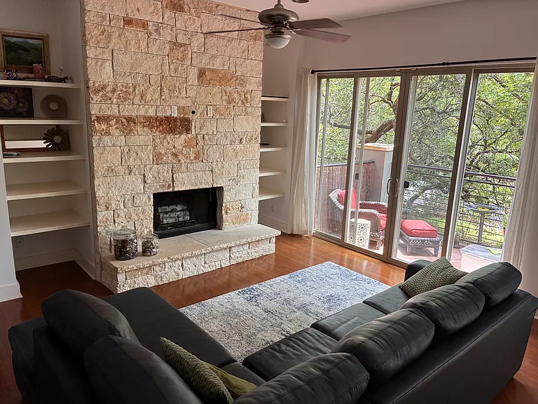 Fire place and Patio from Living space
