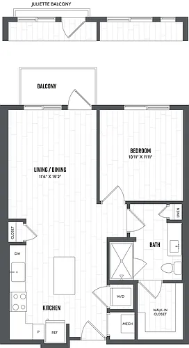 Floor plan 1 Bed/1 Bath-A2