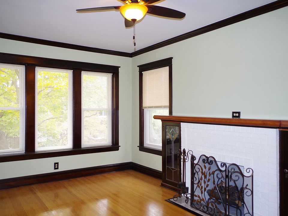 Living room with decorative fireplace 