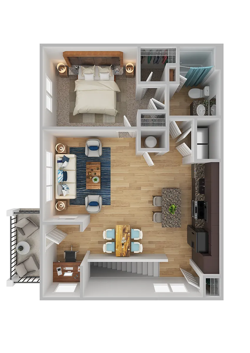Floor plan A2O - One Bedroom, One Bathroom