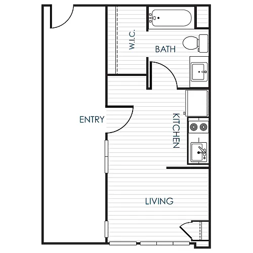 Floor plan Studio Traditional Unit w/Large Terrace
