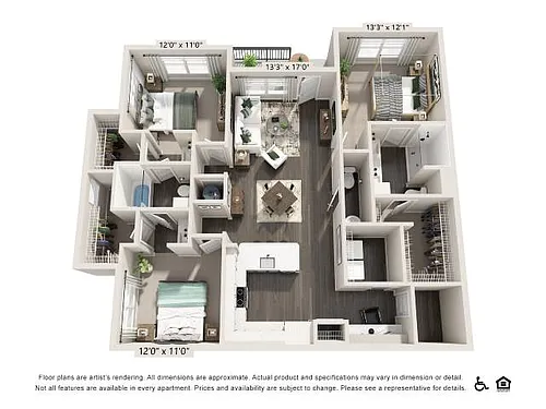 Floor plan Three-Bedroom Apartment (C2)
