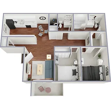 Floor plan Two Bedroom One and a Half Bath