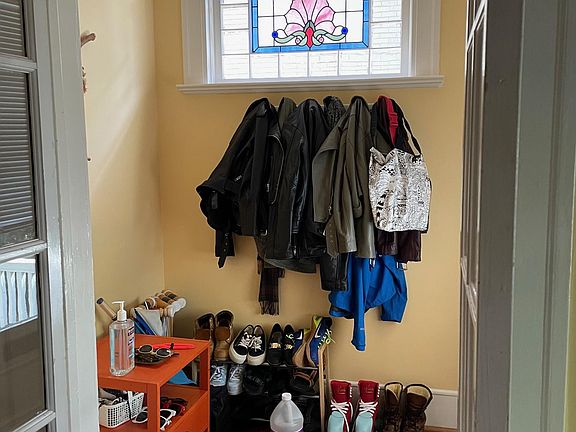 Foyer with stained glass