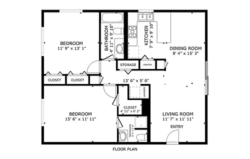 Floor plan Two bedroom one and a half bathroom