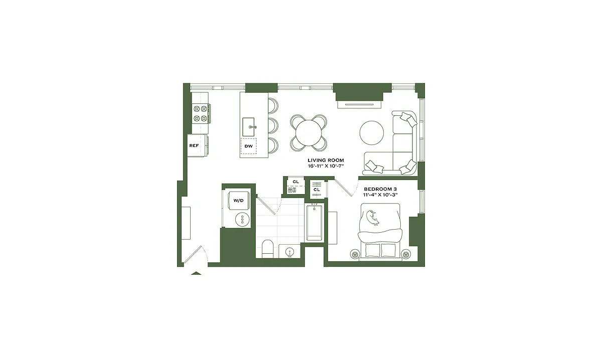 Floor plan 1Bed/1 Bath-A5
