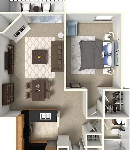 1 Bedroom Floorplan A & C 1 Bedroom Floorplan A & C