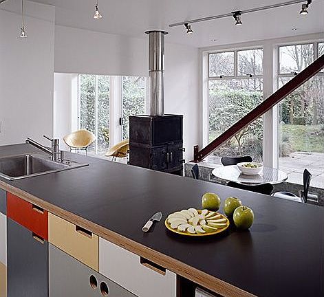 Kitchen work surface looking out towards private garden
