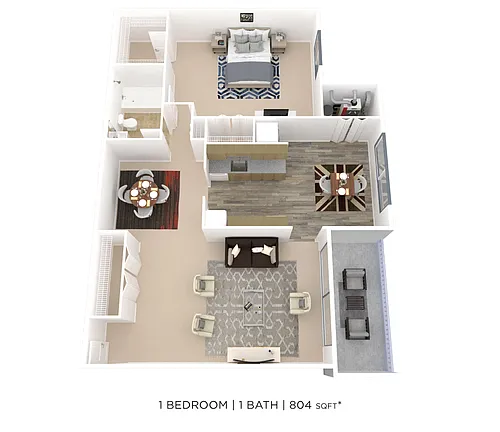 Floor plan One Bedroom - 804 sqft