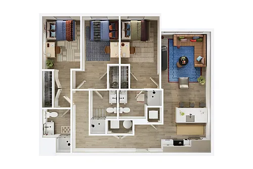 Floor plan 3BR/3BA - D8