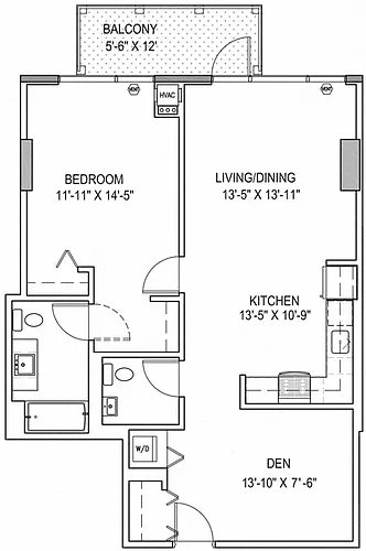 Floor plan One Bedroom With Den a11