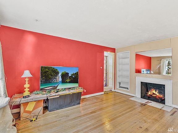 Wood burning fireplace.