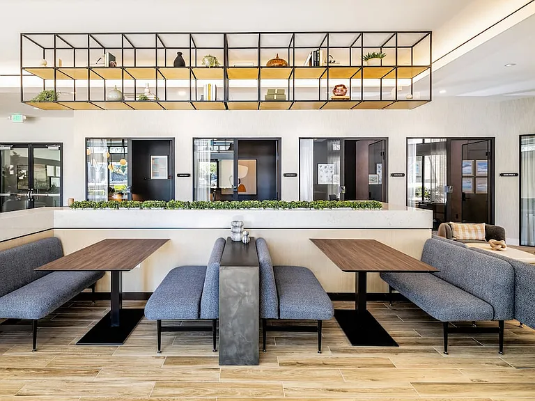 Phase I resident lounge with co-working spaces