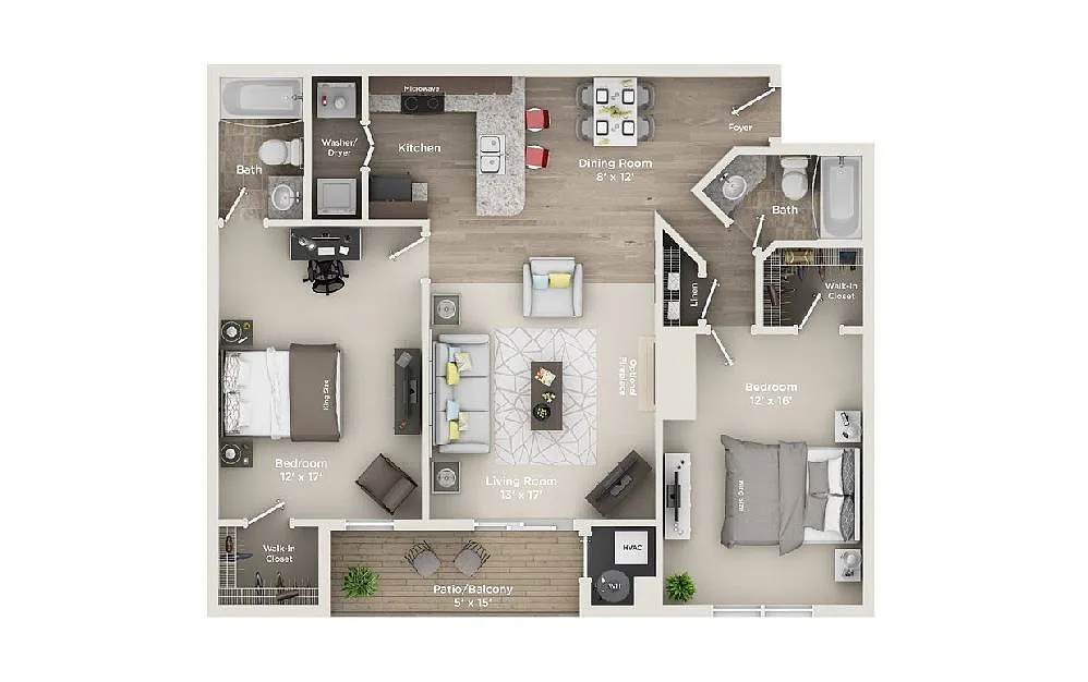 Floor plan B3: 2 Bed 2 Bath