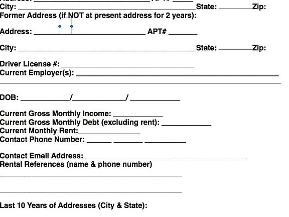 Rental Application page 1 of 2