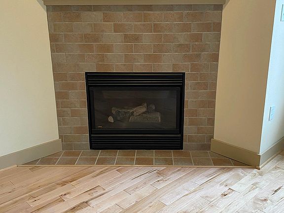 Living room fireplace.