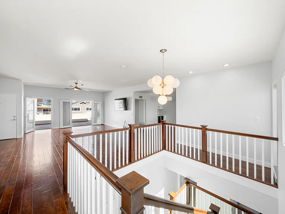 View of the living room from the top of stairs