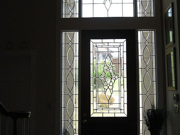 Etched-leaded-glass front door