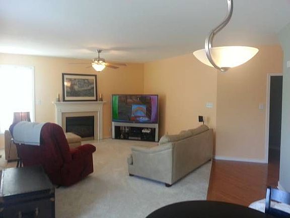 family room with fire place