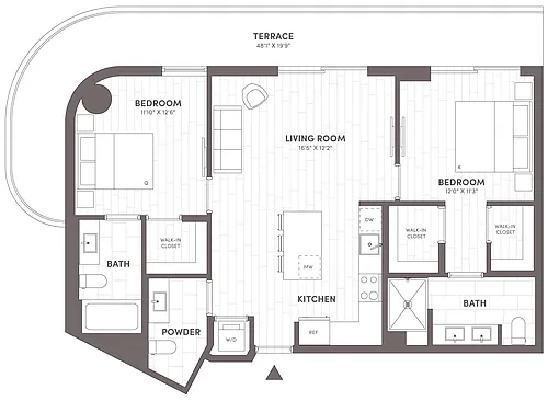 Floor plan 2 Bed-2.5 Bath-D1