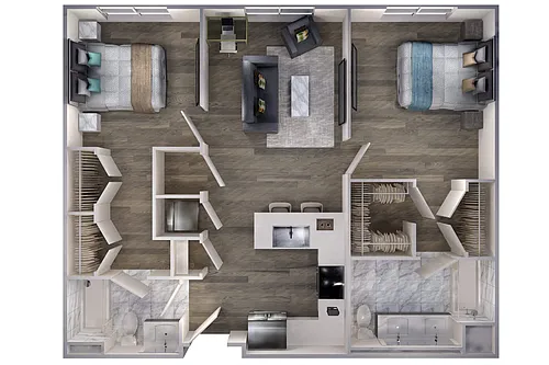 Floor plan Avenue F | 2 Bed/2 Bath-B1