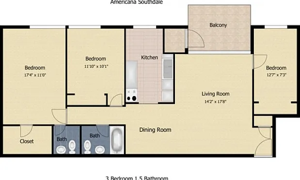 3 Bedroom 1.5 Bath Deluxe 3 Bedroom 1.5 Bath Deluxe