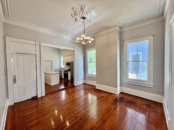 Dining room with view into the kitchen