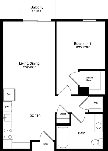 Floor plan 1A with Balcony