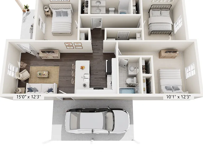 Three Bed / Two Bath - 1001 sq ft Three Bed / Two Bath - 1001 sq ft