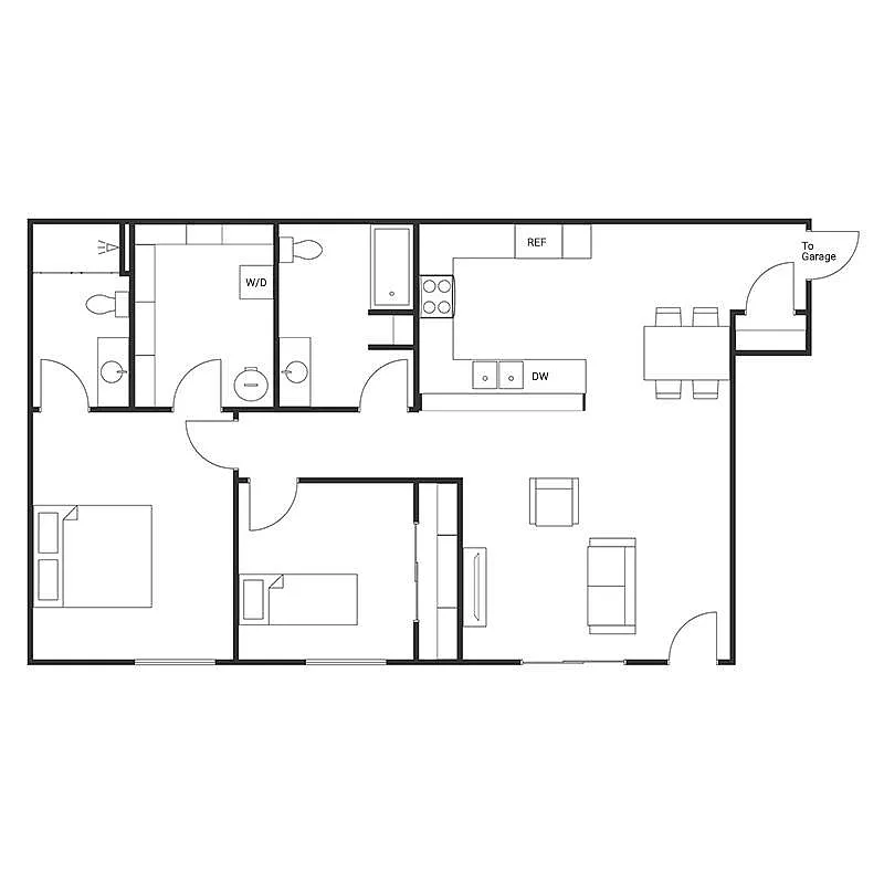 Floor plan 2 BED 2 BATH LOWER