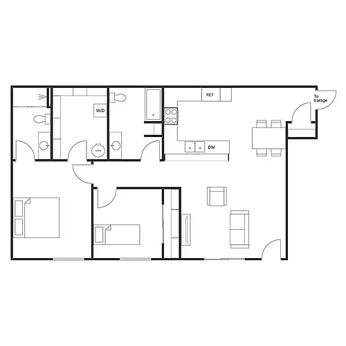 Floor plan 2 BED 2 BATH LOWER